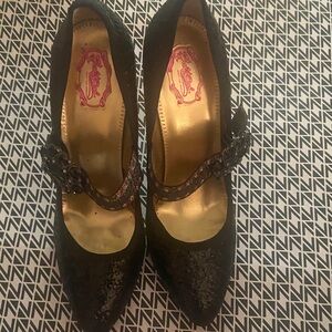 Hale Bob Black Sequin Heels